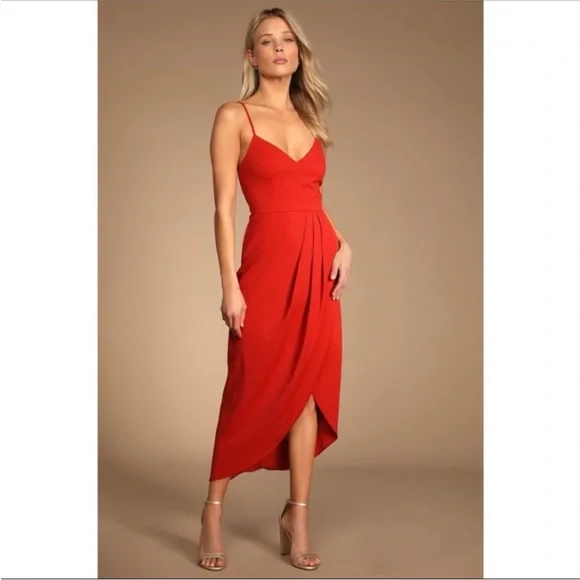 Lulu's Reinette Rust Midi Sleeveless Dress - Picture 1 of 13